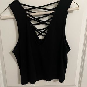 LA Hearts Black Cropped Tank Top